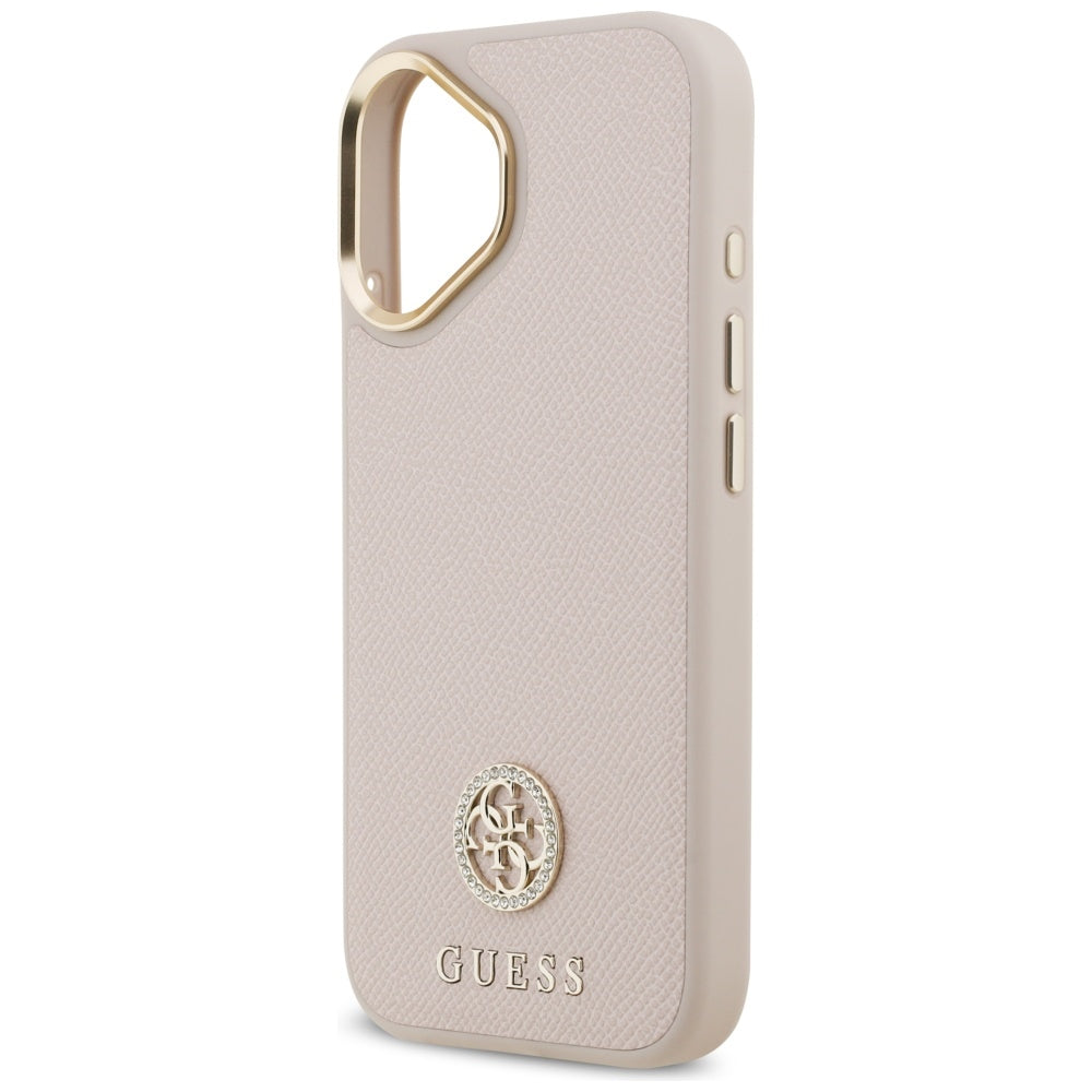MagSafe hoesje voor Apple iPhone 17, Guess, Grained Strass Logo, Roze