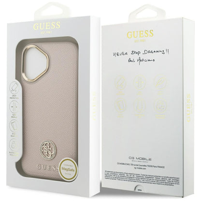 MagSafe hoesje voor Apple iPhone 17, Guess, Grained Strass Logo, Roze