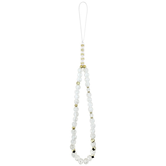 Coque MagSafe pour Apple iPhone 17, Guess, IML Flowers with Pearl Strap, Blanche