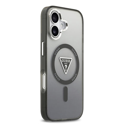 Coque MagSafe pour Apple iPhone 17, Guess, logo triangle dégradé IML, Noire