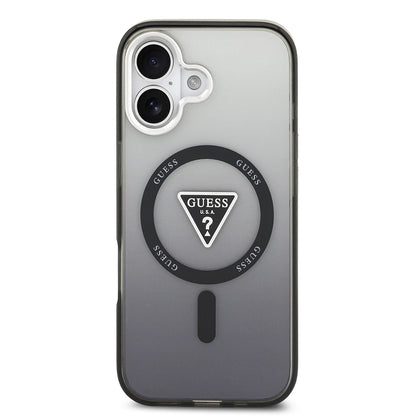 Coque MagSafe pour Apple iPhone 17, Guess, logo triangle dégradé IML, Noire