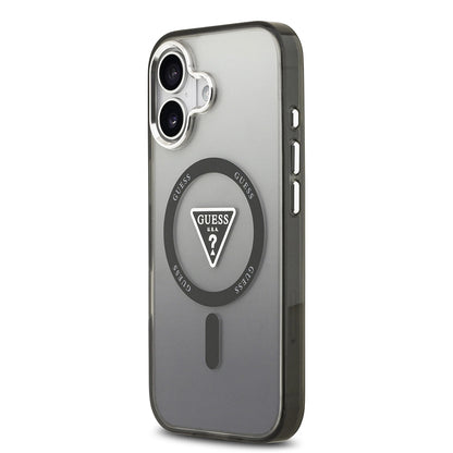 Coque MagSafe pour Apple iPhone 17, Guess, logo triangle dégradé IML, Noire