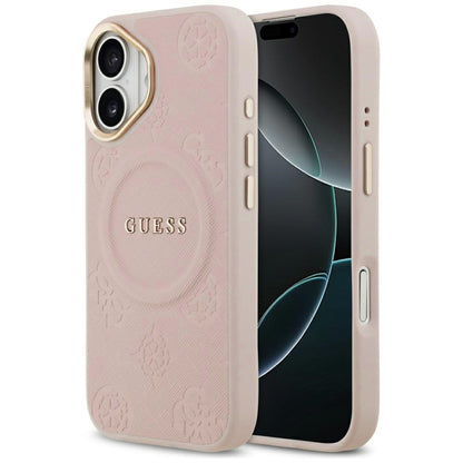 Coque MagSafe pour Apple iPhone 17, Guess, Peony Hot Stamp, Rose