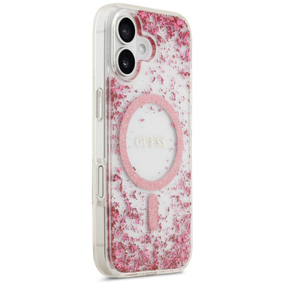 MagSafe Hülle für Apple iPhone 17, Guess, Resin Bottom Glitter, Rosa