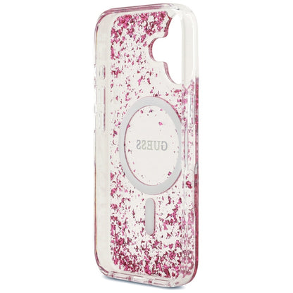 MagSafe Hülle für Apple iPhone 17, Guess, Resin Bottom Glitter, Rosa