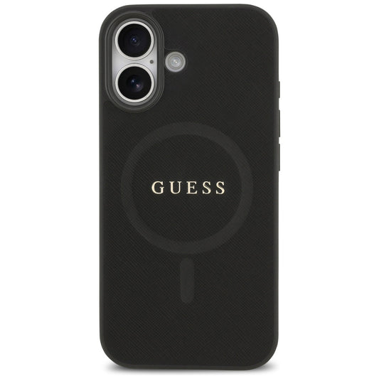 MagSafe hoesje voor Apple iPhone 17, Guess, Saffiano Classic Logo, Zwart