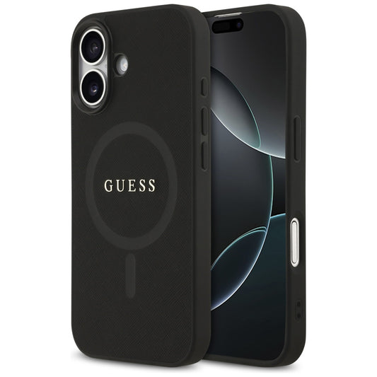 MagSafe hoesje voor Apple iPhone 17, Guess, Saffiano Classic Logo, Zwart