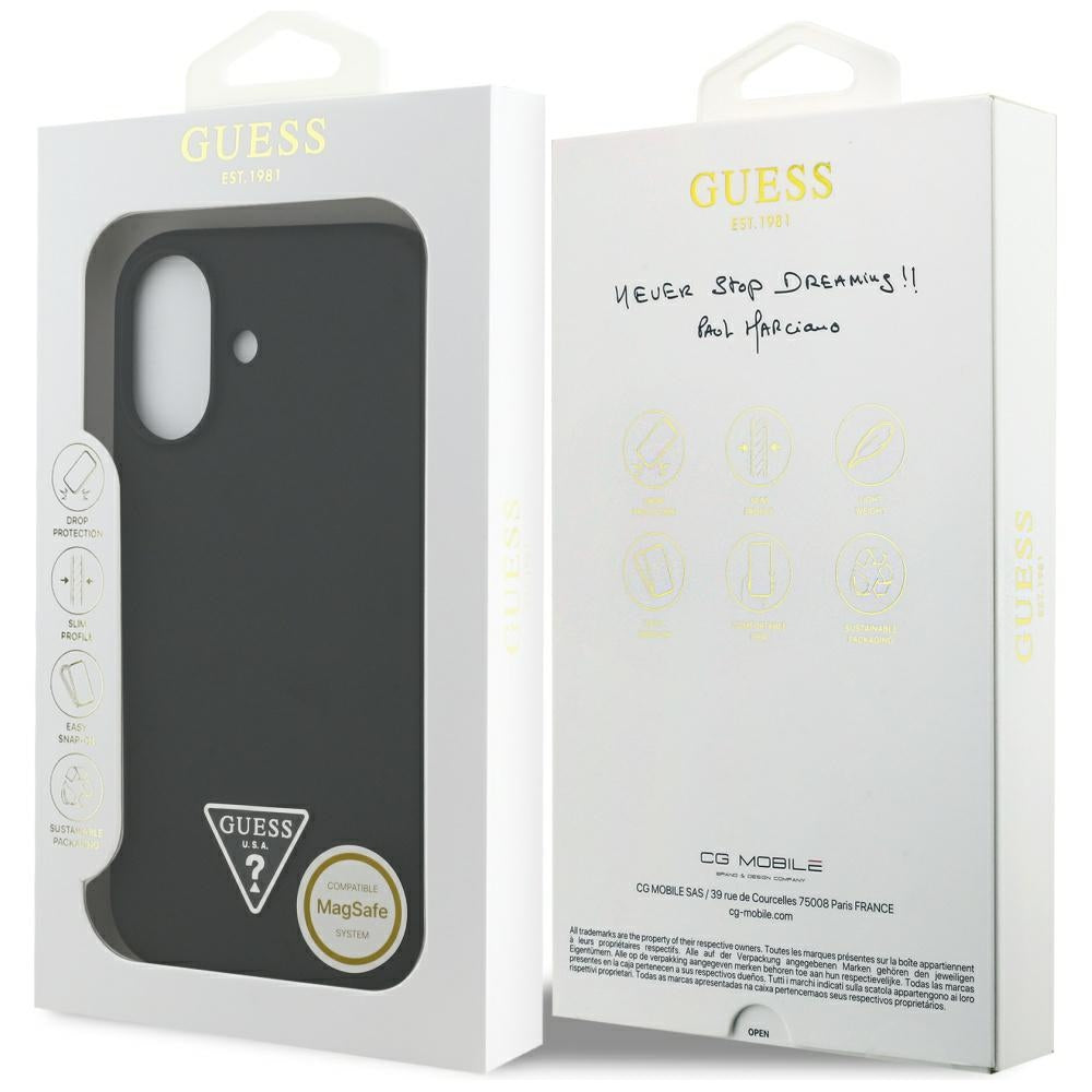Étui MagSafe pour Apple iPhone 17, Guess, Logo Triangle, Noir