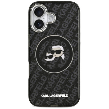 MagSafe Case for Apple iPhone 17, Karl Lagerfeld, Glitter Karl & Choupette Head, Black