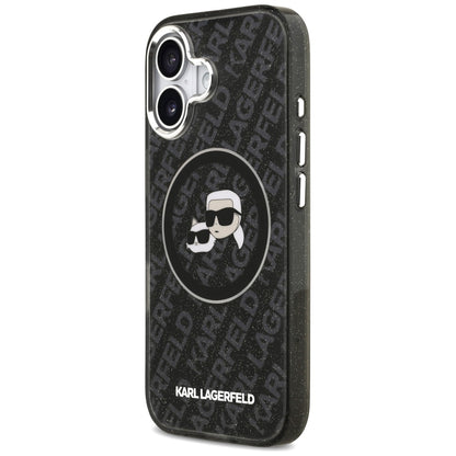 MagSafe Case for Apple iPhone 17, Karl Lagerfeld, Glitter Karl & Choupette Head, Black