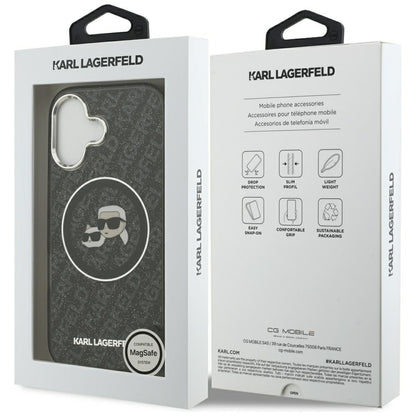 MagSafe Case for Apple iPhone 17, Karl Lagerfeld, Glitter Karl & Choupette Head, Black