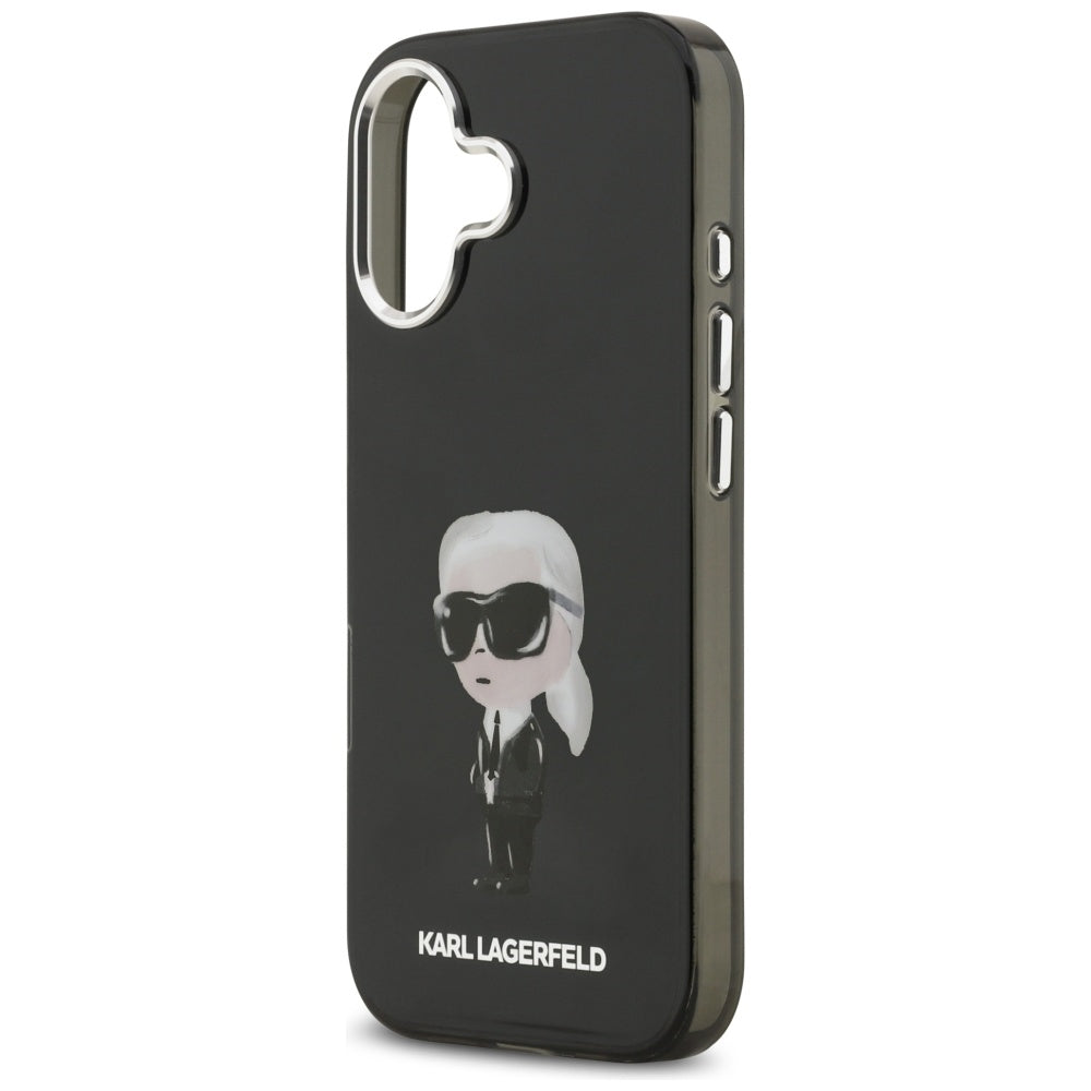 Coque MagSafe pour Apple iPhone 17, Karl Lagerfeld, IML Aquarelle Karl Ikonik, Noire