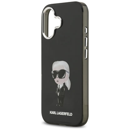 Coque MagSafe pour Apple iPhone 17, Karl Lagerfeld, IML Aquarelle Karl Ikonik, Noire