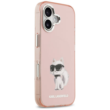 Étui MagSafe pour Apple iPhone 17, Karl Lagerfeld, IML Aquarelle Logo Choupette, Rose