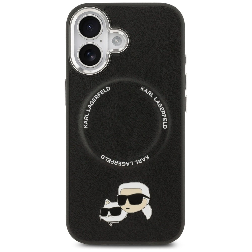 Coque MagSafe pour Apple iPhone 17, Karl Lagerfeld, Karl & Choupette Pins, Noire