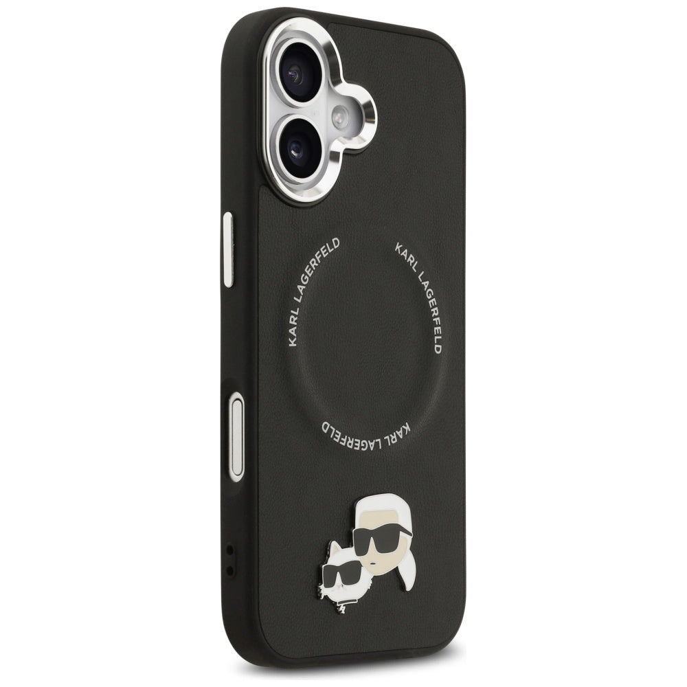 Coque MagSafe pour Apple iPhone 17, Karl Lagerfeld, Karl & Choupette Pins, Noire