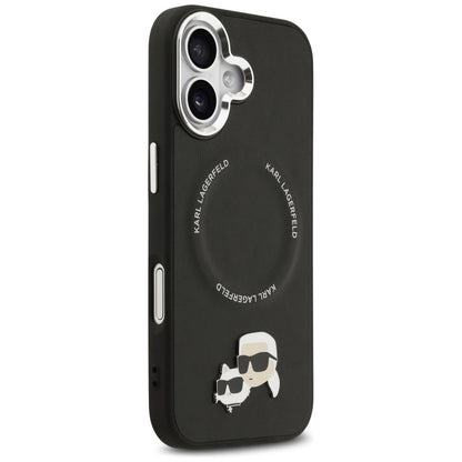 Coque MagSafe pour Apple iPhone 17, Karl Lagerfeld, Karl & Choupette Pins, Noire