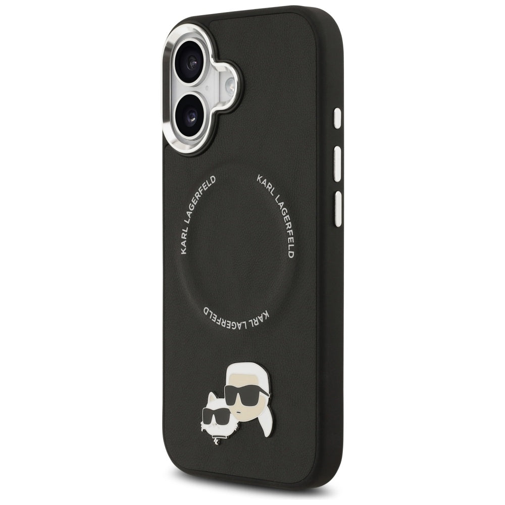 Coque MagSafe pour Apple iPhone 17, Karl Lagerfeld, Karl & Choupette Pins, Noire