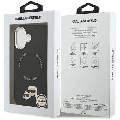 Coque MagSafe pour Apple iPhone 17, Karl Lagerfeld, Karl & Choupette Pins, Noire