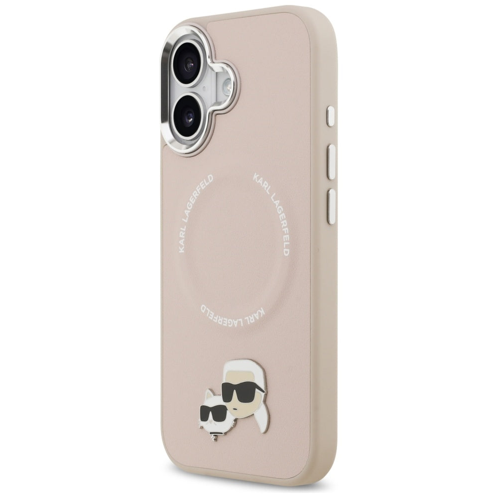 Coque MagSafe pour Apple iPhone 17, Karl Lagerfeld, Karl & Choupette Pins, Rose