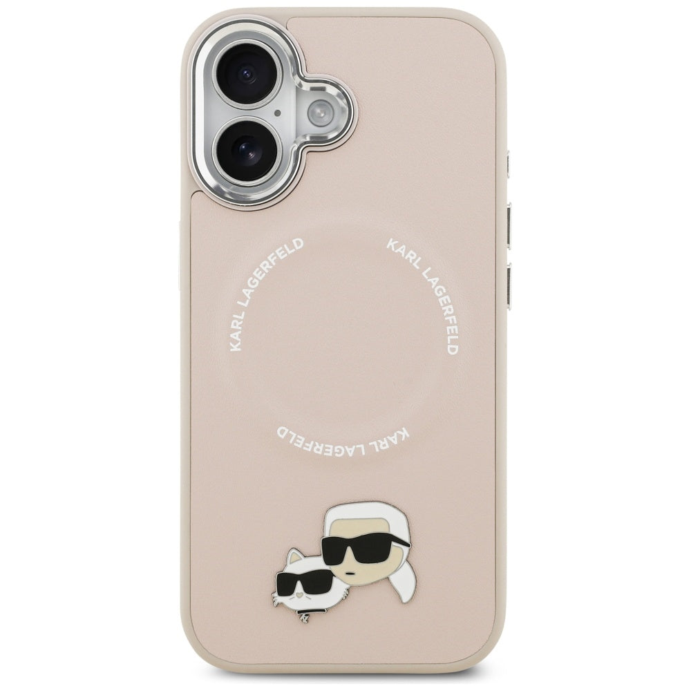 Coque MagSafe pour Apple iPhone 17, Karl Lagerfeld, Karl & Choupette Pins, Rose