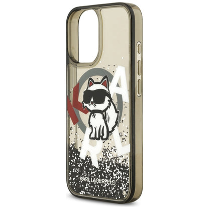 Coque MagSafe pour Apple iPhone 17, Karl Lagerfeld, Liquid Glitter Logo Choupette, Noire