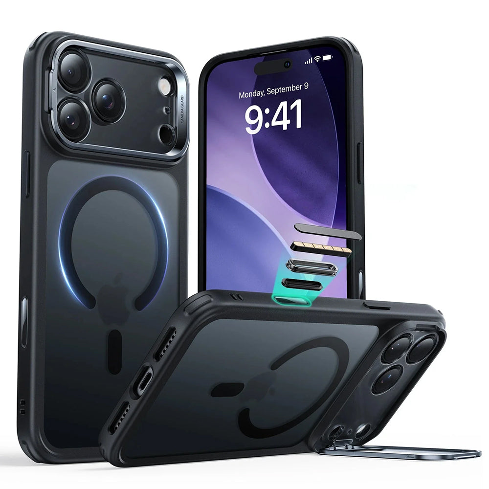 Étui MagSafe pour Apple iPhone 17 Pro, ESR, Classic Hybrid Kickstand, Noir Satiné