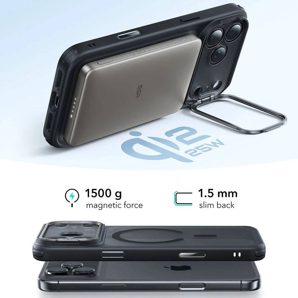 Étui MagSafe pour Apple iPhone 17 Pro, ESR, Classic Hybrid Kickstand, Noir Satiné