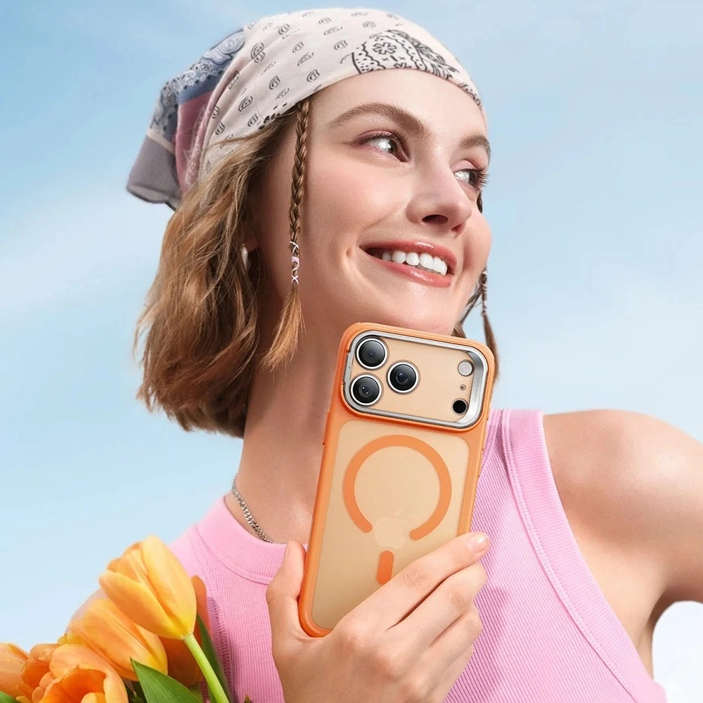 MagSafe hoesje voor Apple iPhone 17 Pro, ESR, Classic Hybrid Kickstand Slide, Satijn Oranje