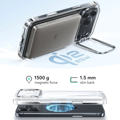 Coque MagSafe pour Apple iPhone 17 Pro, ESR, Classic Hybrid Kickstand, Transparente