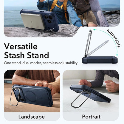 Coque MagSafe pour Apple iPhone 17 Pro, ESR, Cyber Armor Kickstand, Bleue