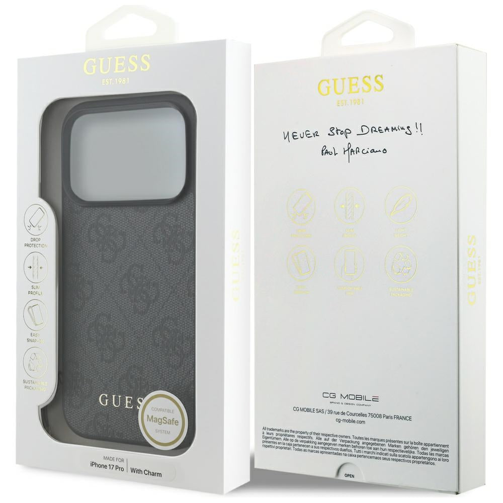 MagSafe hoesje voor Apple iPhone 17 Pro, Guess, 4G Charm Cradle, Zwart
