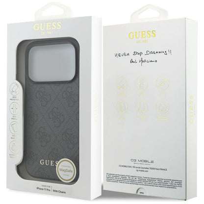 MagSafe hoesje voor Apple iPhone 17 Pro, Guess, 4G Charm Cradle, Zwart