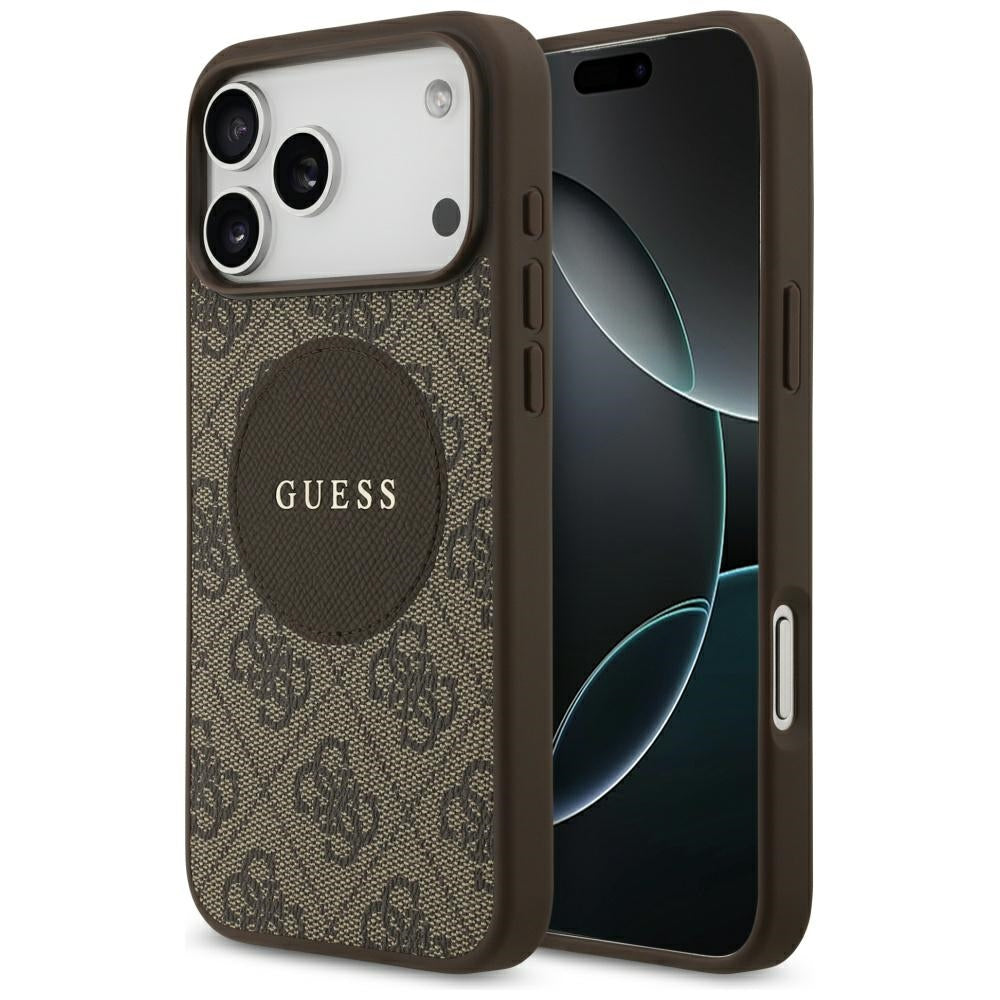 MagSafe hoesje voor Apple iPhone 17 Pro, Guess, 4G Circle Classic Logo, Bruin