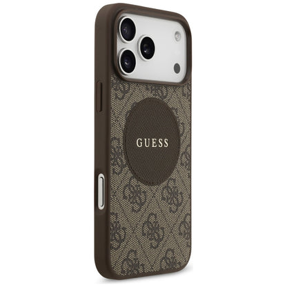 MagSafe hoesje voor Apple iPhone 17 Pro, Guess, 4G Circle Classic Logo, Bruin