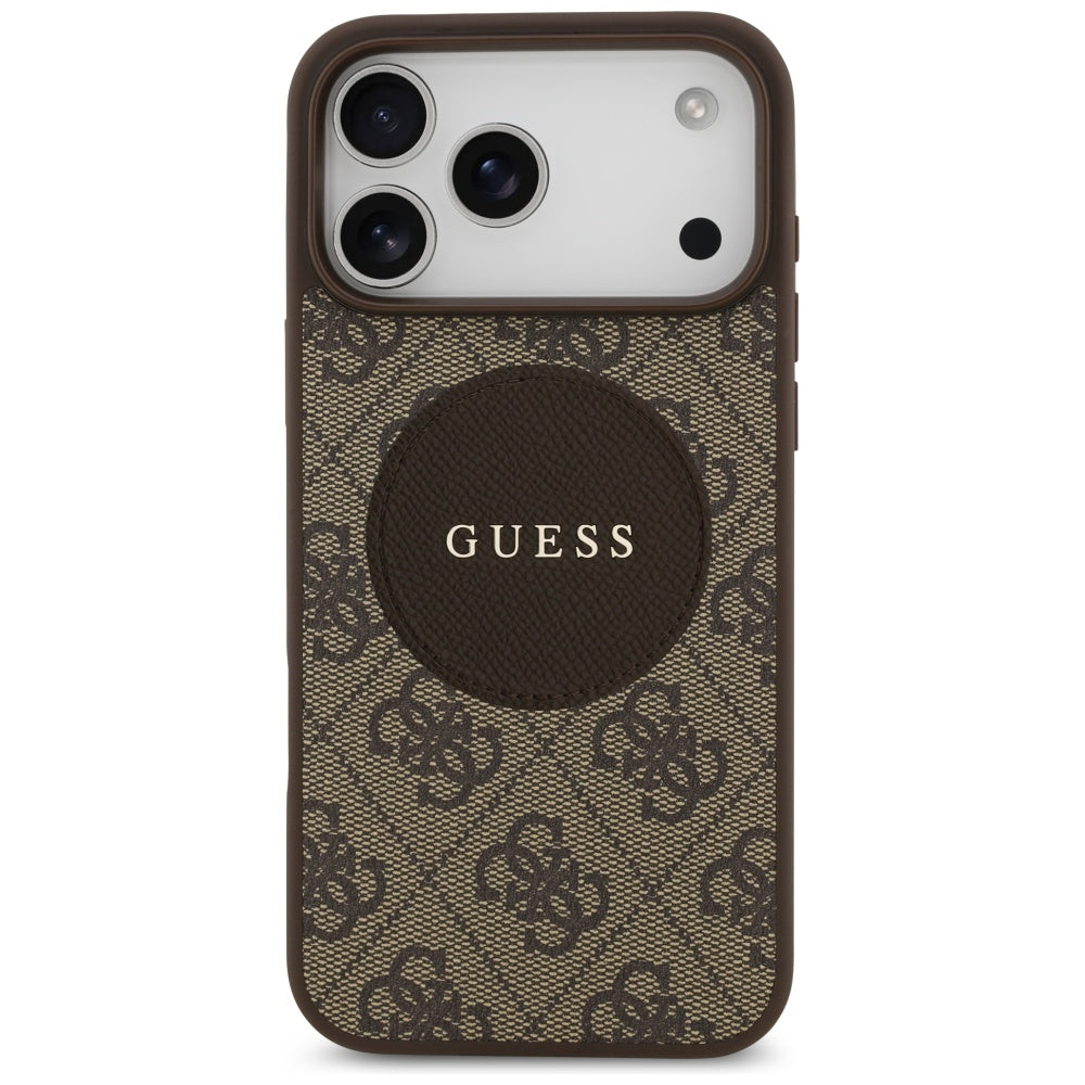 MagSafe hoesje voor Apple iPhone 17 Pro, Guess, 4G Circle Classic Logo, Bruin