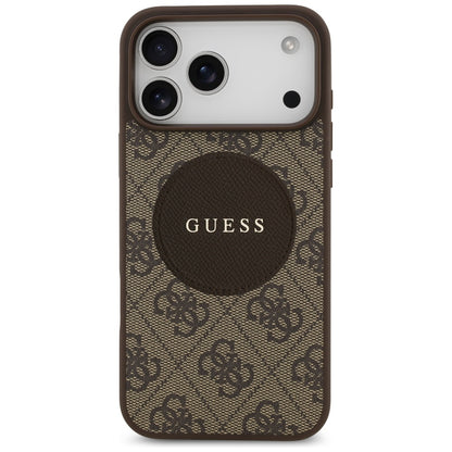 MagSafe hoesje voor Apple iPhone 17 Pro, Guess, 4G Circle Classic Logo, Bruin