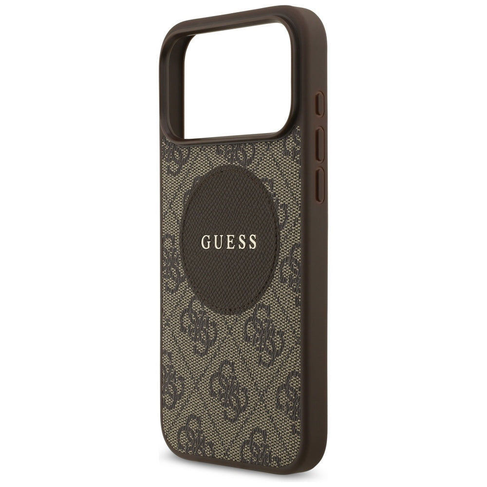MagSafe hoesje voor Apple iPhone 17 Pro, Guess, 4G Circle Classic Logo, Bruin