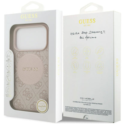 MagSafe hoesje voor Apple iPhone 17 Pro, Guess, 4G Circle Classic Logo, Roze