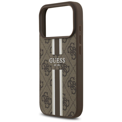 Étui MagSafe pour Apple iPhone 17 Pro, Guess, 4G Printed Stripes, Marron