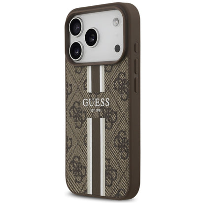 Étui MagSafe pour Apple iPhone 17 Pro, Guess, 4G Printed Stripes, Marron