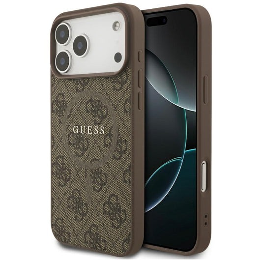 Étui MagSafe pour Apple iPhone 17 Pro, Guess, 4G Ring Classic Logo, Marron