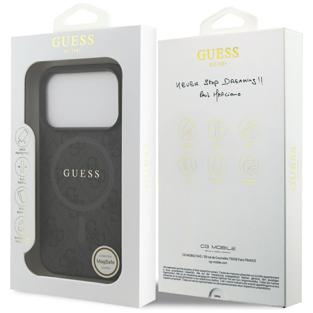 MagSafe hoesje voor Apple iPhone 17 Pro, Guess, 4G Ring Classic Logo, Zwart