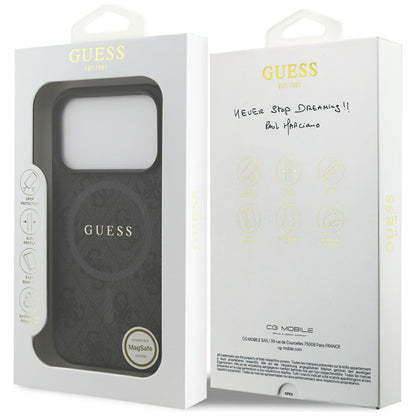 MagSafe hoesje voor Apple iPhone 17 Pro, Guess, 4G Ring Classic Logo, Zwart