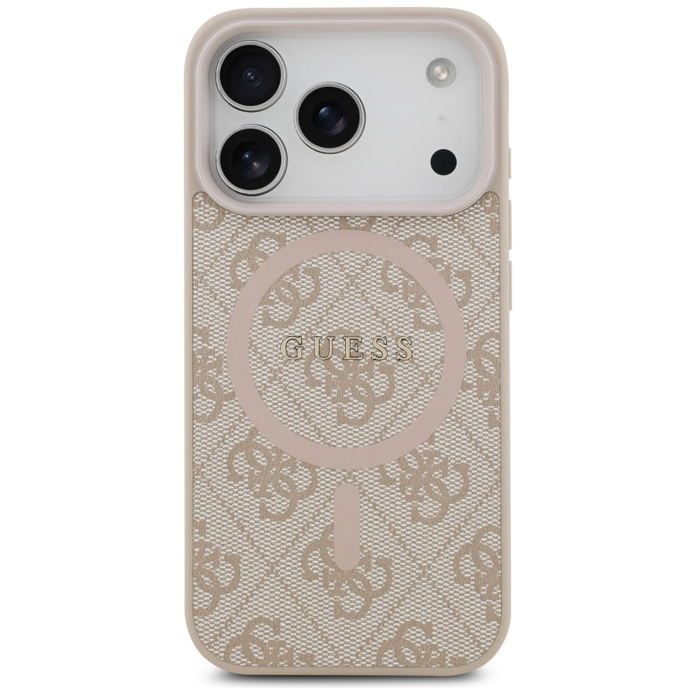 MagSafe hoesje voor Apple iPhone 17 Pro, Guess, 4G Ring Classic Logo, Roze
