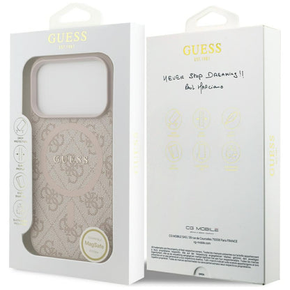 MagSafe hoesje voor Apple iPhone 17 Pro, Guess, 4G Ring Classic Logo, Roze