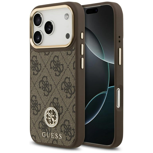 MagSafe hoesje voor Apple iPhone 17 Pro, Guess, 4G Strass Logo, Bruin