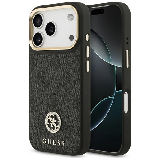 MagSafe Hülle für Apple iPhone 17 Pro, Guess, 4G Strass Logo, Schwarz