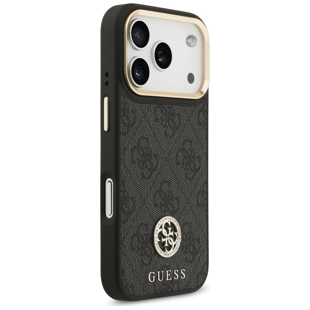 MagSafe Hülle für Apple iPhone 17 Pro, Guess, 4G Strass Logo, Schwarz
