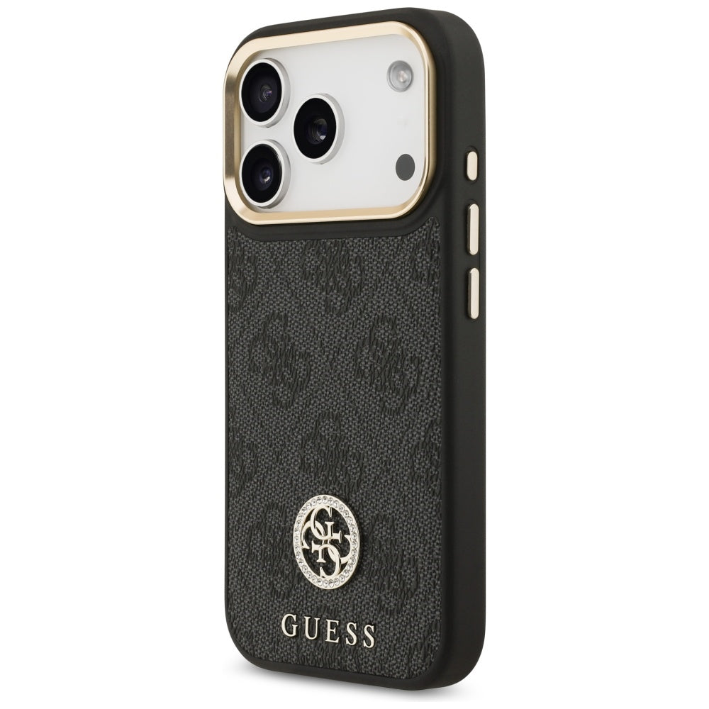 MagSafe Hülle für Apple iPhone 17 Pro, Guess, 4G Strass Logo, Schwarz